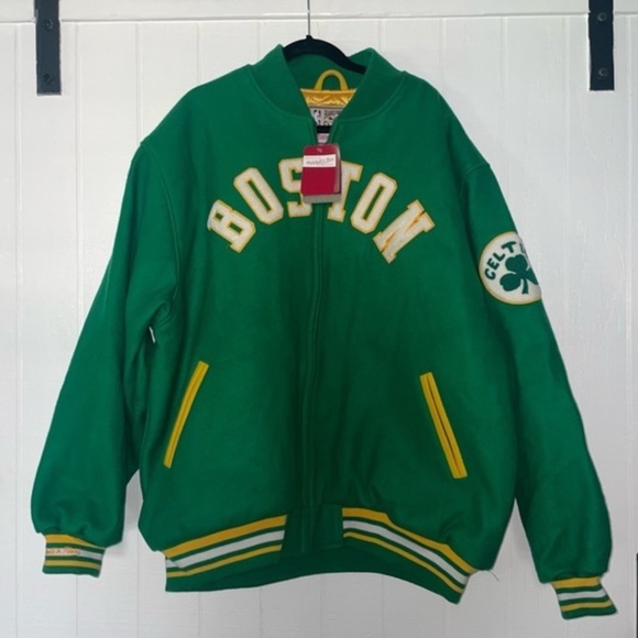 NWT Mitchell & Ness Boston celtics NBA Varsity Wool Hardwood Classics Jacket 3XL - Picture 2 of 16